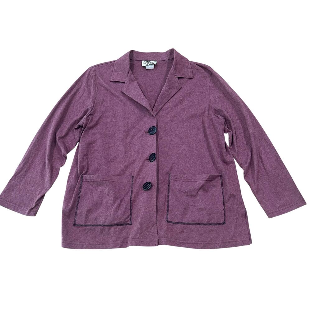 Vintage Plum Knit Blazer Plus Size 1X Dark Academia Teacher Core USA Made -